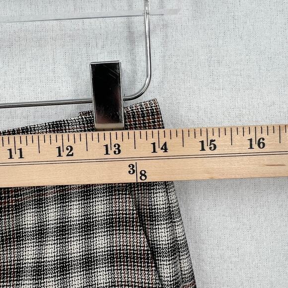 THEORY Demitria Pants Womens 0 Brown Black Plaid Wool Flare Leg Mid Rise Stretch - Picture 13 of 16